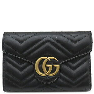 Gucci GG Marmont chain wallet black quilted leather shoulder strap